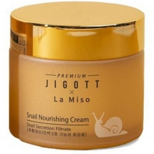 питательный крем с муцином улитки jigott premium х la miso snail nourishing cream