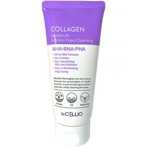 пенка для умывания с коллагеном dr.cellio  collagen derma lift solution foam cleansing
