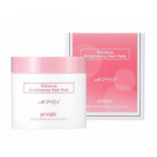 выравнивающие подушечки с гибискусом и pha-кислотами petitfee hibiscus brightening peel pads