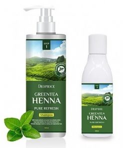 шампунь для волос с зеленым чаем и хной deoproce shampoo - greentea henna pure refresh
