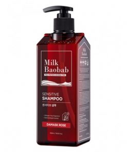бессульфатный и бессиликоновый шампунь milkbaobab sensitive shampoo damask rose