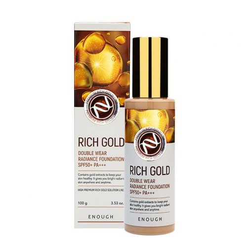 тональная основа с золотом для сияния кожи enough rich gold double wear radiance foundation spf50+ pa+++