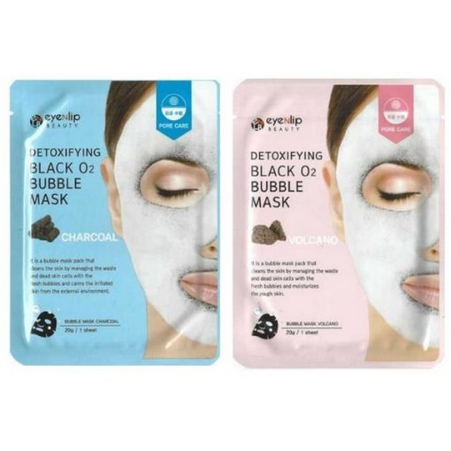 маска тканевая кислородная eyenlip detoxifying black o2 bubble mask