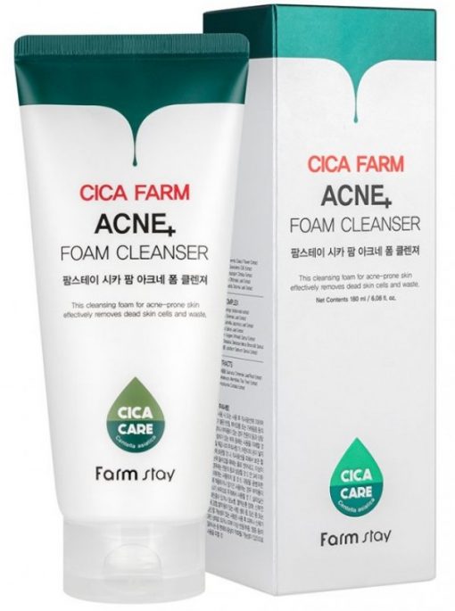 очищающая пенка с центеллой азиатской для проблемной кожи farmstay cica farm acne foam cleanser