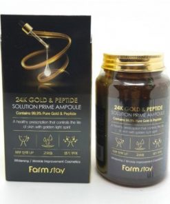 многофункциональная ампульная сыворотка с золотом и пептидами farmstay 24k gold & peptide solution prime ampoule