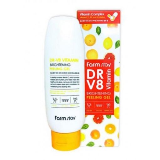 отшелушивающий гель с комплексом витаминов farmstay dr-v8 vitamin brightening peeling gel