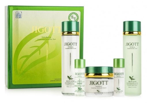 набор косметический для лица с экстрактом зеленого чая jigott well-being green tea skin care 3set