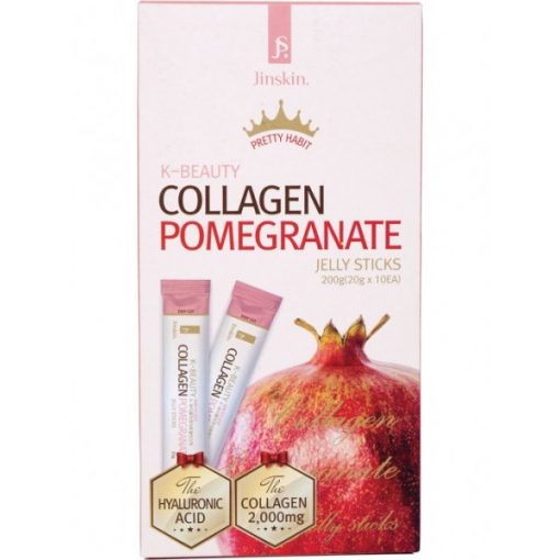 коллаген с гиалуроновой кислотой и гранатом в стиках-желе jinskin collagen pomegranate jelly sticks