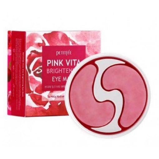 патчи с комплексом витаминов для сияния кожи в области вокруг глаз petitfee pink vita brightening eye mask
