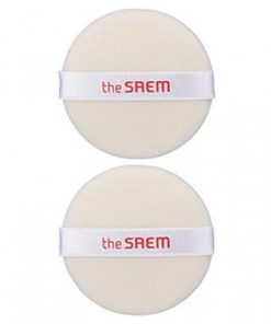 спонж для нанесения пудры the saem round mini flocking puff