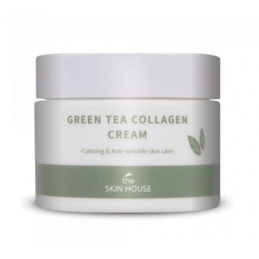 успокаивающий крем на основе коллагена и экстракта зелёного чая the skin house green tea collagen cream